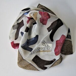 Vintage Echo Silk Scarf – Shoes Print, 20” Square